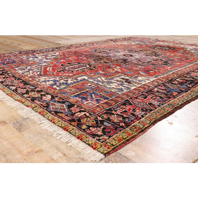 Red Antique Persian Heriz Rug, 07'03 X 10'06 For Sale - Image 8 of 10