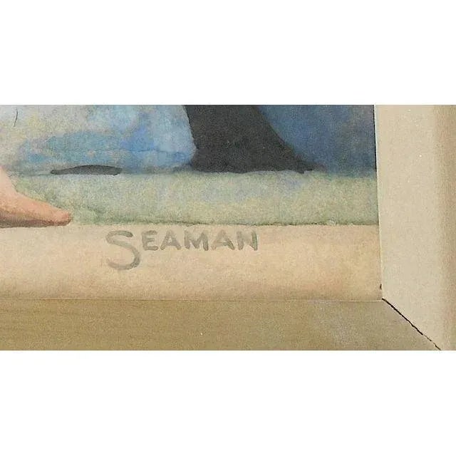 Mid 20th Century Original Signed Vintage Watercolor & Gouache Painting "South Seas Dancers" For Sale - Image 5 of 7