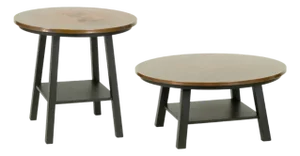 Ethan Allen Sherman Round Copper-Top Coffee and Cocktail Table (Pair)