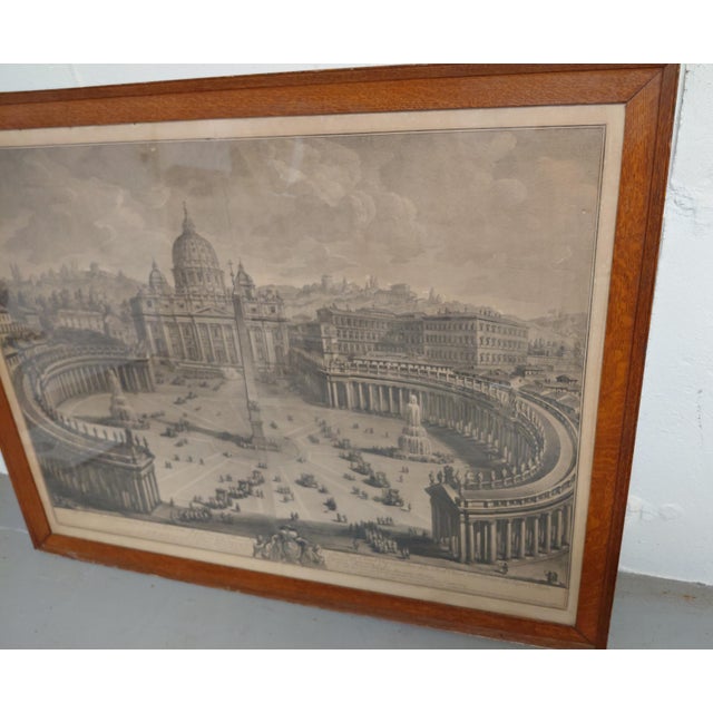 St. Peter Basilica C. 1780 Giuseppe Vasi Engraving Oak Frame For Sale - Image 9 of 16