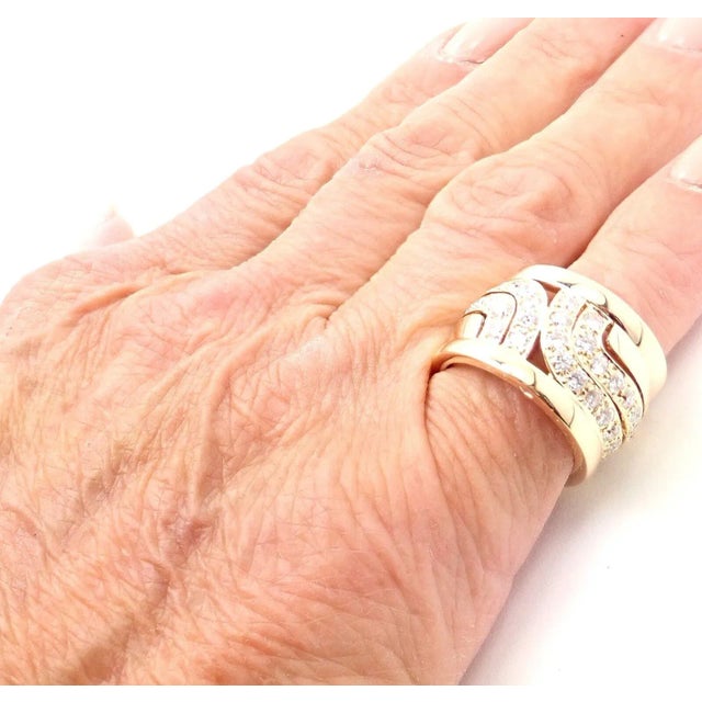 Contemporary Cartier 18k Yellow Gold Diamond Wide Band Ring Size 51 US 5 3/4 For Sale - Image 3 of 11