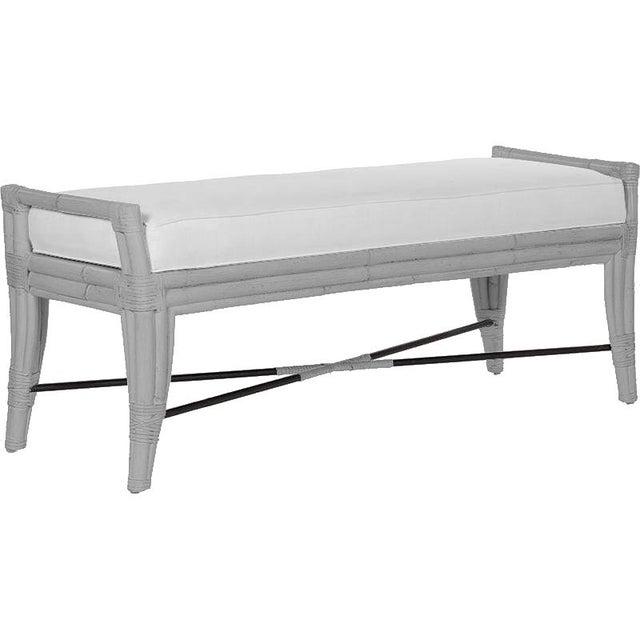 Coastal Malacca Bench - Light Gray For Sale - Image 3 of 3