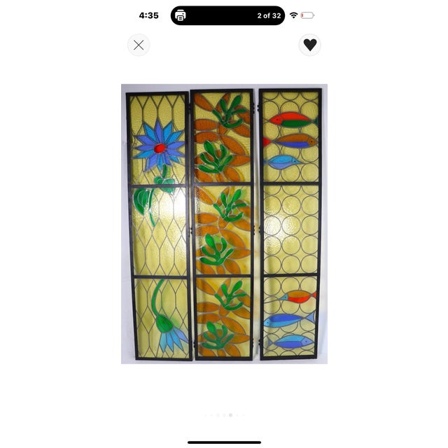 1970s Large Stained Glass Panels For Sale - Image 4 of 12