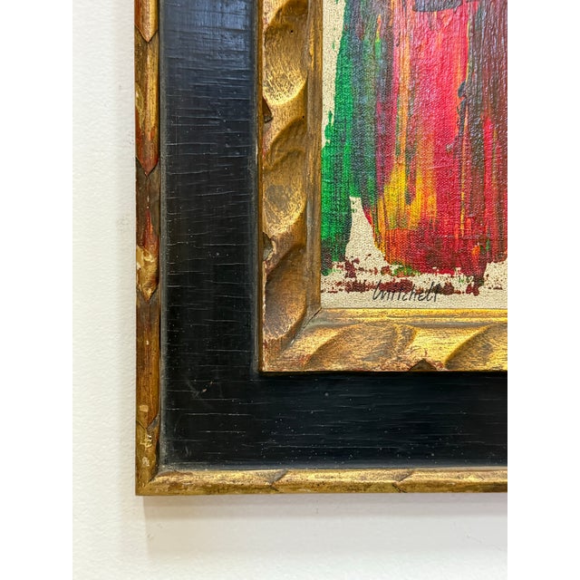 Vintage Abstract Oil on Canvas Original Frame For Sale - Image 4 of 7