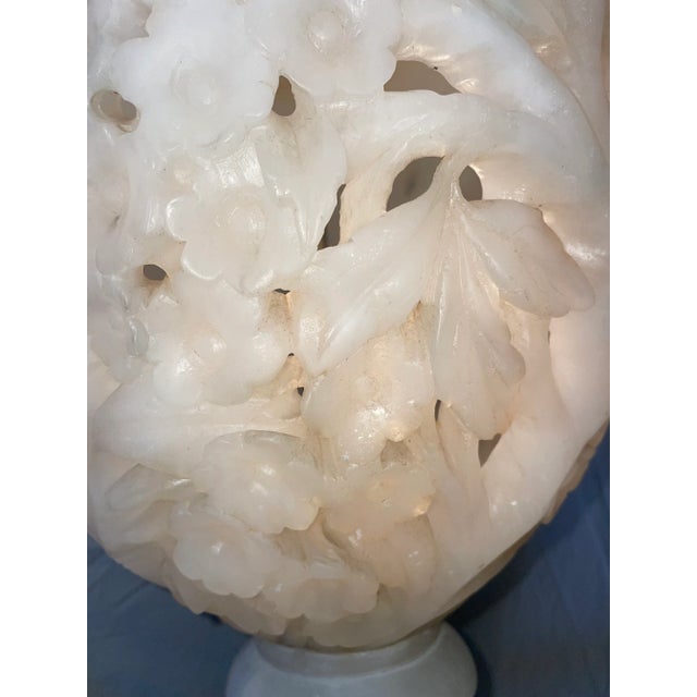 1920s 1920s Large Hand Carved Alabaster Table Lamp For Sale - Image 5 of 10