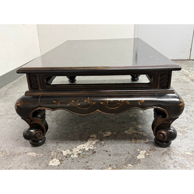 Drexel Heritage Drexel Heritage Et Cetera Chinoiserie Black Lacquer Cocktail Table For Sale - Image 4 of 12