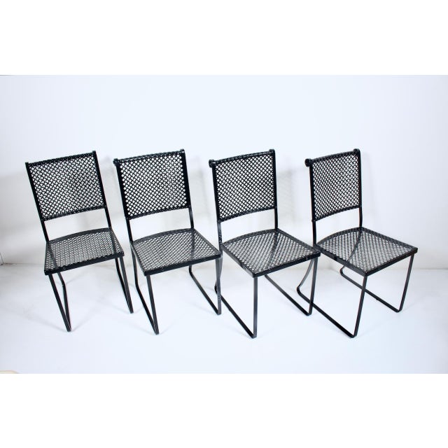 Black Set of 4 Troy Sunshade Style Black Checkerboard Dining Chairs, C. 1940 For Sale - Image 8 of 12