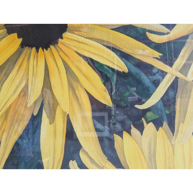 Paint 1980s Woodward Payne (B. 1935) Original Framed Watercolor of Black Eyed Susan Flowers For Sale - Image 7 of 11