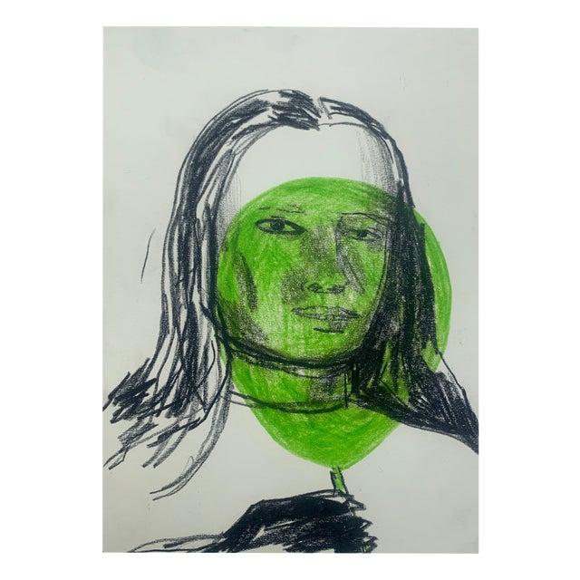 Hanna Ilczyszyn, Girl with a Balloon, Mixed Media Drawing, 2024 For Sale