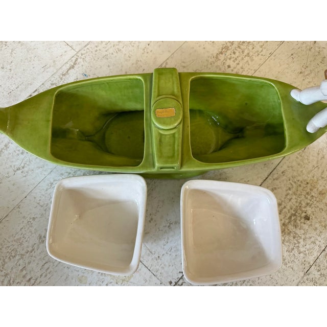 Vintage Green Royal Haeger Mid-Century Gondola Serving Dish for Dips For Sale - Image 6 of 13