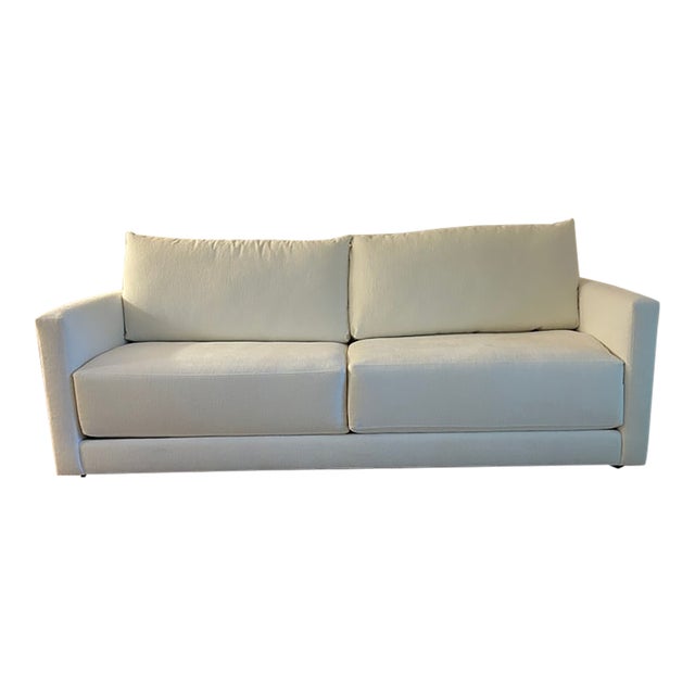 Crate & Barrel Gather Modern Track Arm Sofa - Monet Frost Chenille For Sale