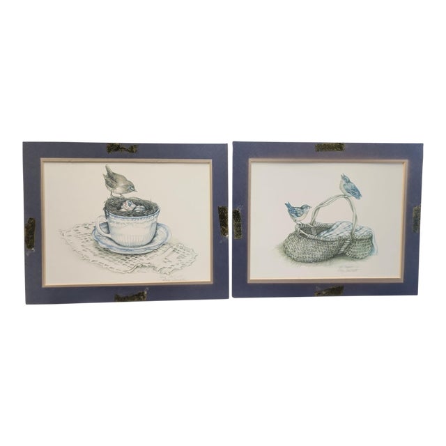 Gay Talbott Boassy 1986 Original Prints - A Pair, Artist Signed For Sale
