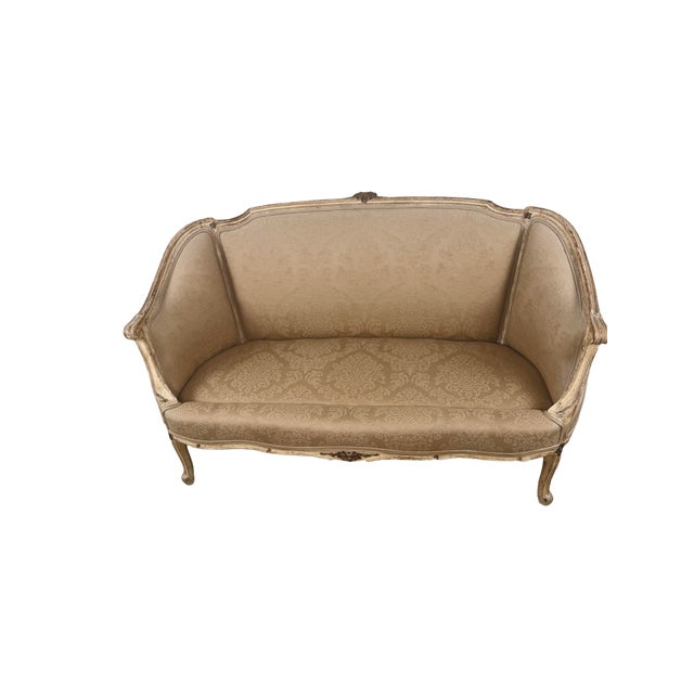 Vintage Louis XV Revival Carved Giltwood Upholstered Settee For Sale - Image 11 of 18