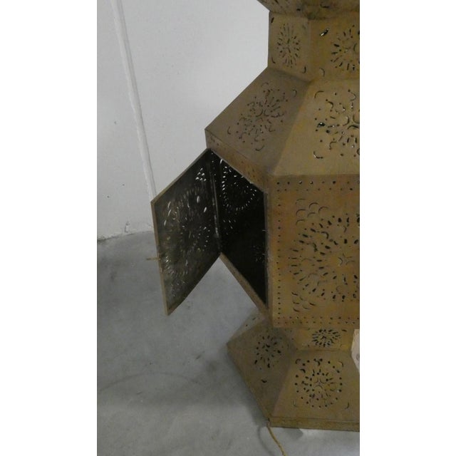 Large Moroccan Perforated Metal Tower Lamps, 1980s, Set of 2 For Sale - Image 12 of 17