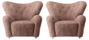Set of Sahara Sheepskin the Tired Man Lounge Chair by Lassen