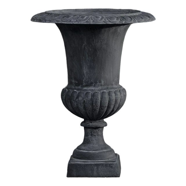 Glasgow Urn Lead Gray Metal Planter For Sale