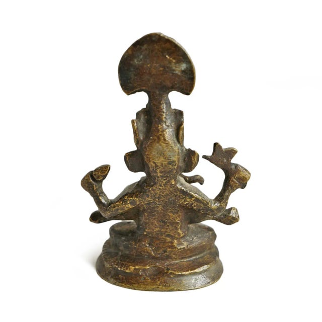 Indian Antique Small Bronze Ganesha For Sale - Image 3 of 4