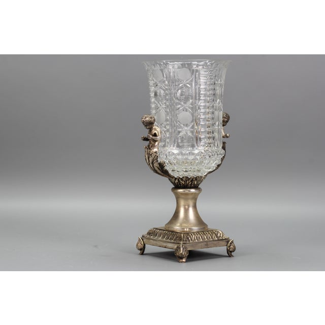Czech Crystal Glass and Brass Vase with Cherubs, 1970s For Sale - Image 12 of 18