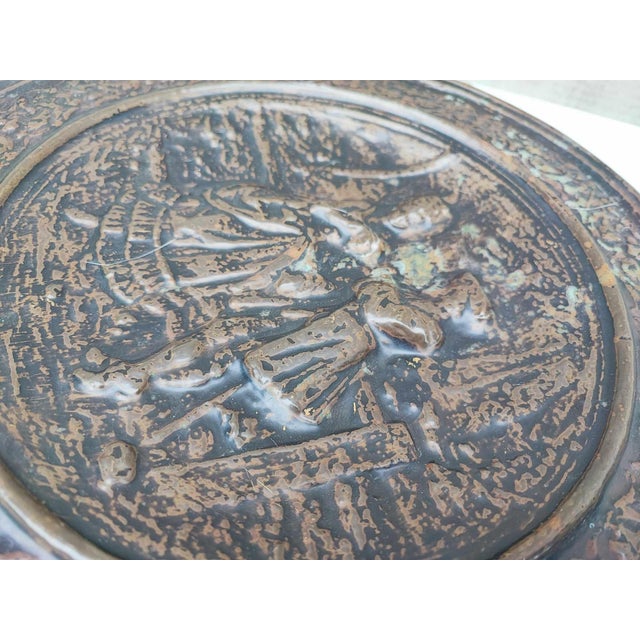 Art Deco Decorative Brass Plate with Copper Engraving, 1930s For Sale - Image 3 of 7