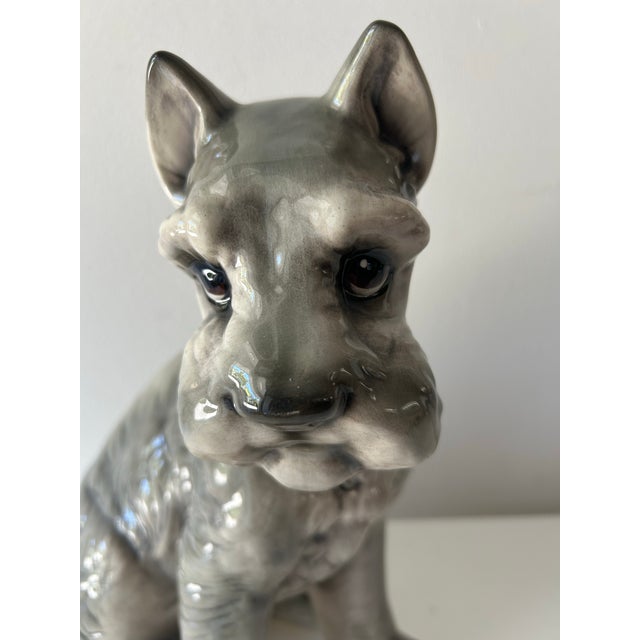 Gray Vintage Mid Century Ceramic Gray Schnauzer Statue For Sale - Image 8 of 11