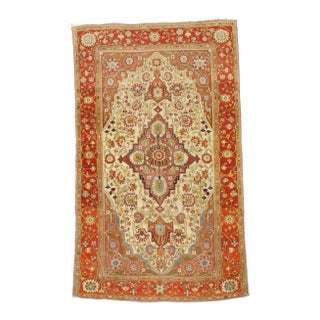 Antique Persian Mohtasham Kashan Rug 4’2” X 7’1” For Sale