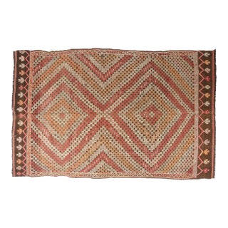 Mid 20th Century Handwoven Large Concentric Diamond Tribal Rug For Sale