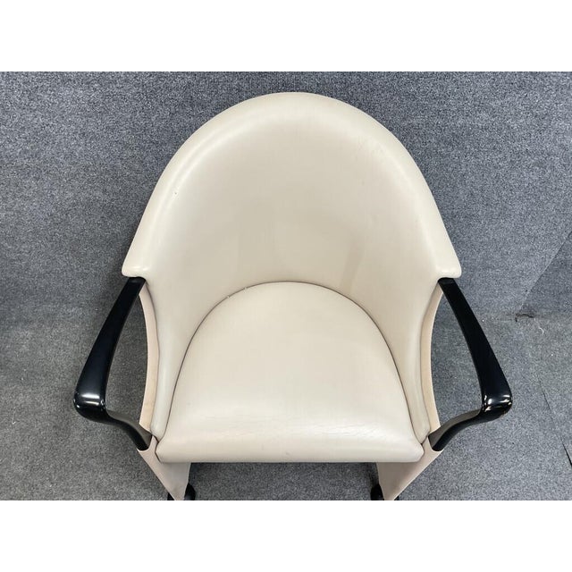 Luigi Origlia Tronetto Armchairs, Italian Postmodern (Set of 5) | Sculptural Cream Dining Chairs | 1990s Italy Palm Beach Regency Style For Sale - Image 13 of 14