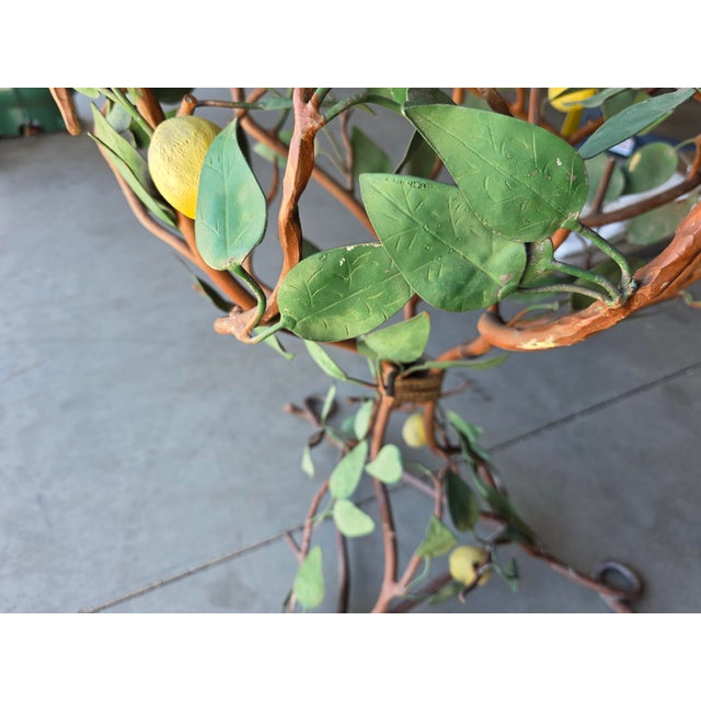Vintage Mid Century Gueridon Glass Top Tole Lemon Citrus Table For Sale - Image 10 of 12