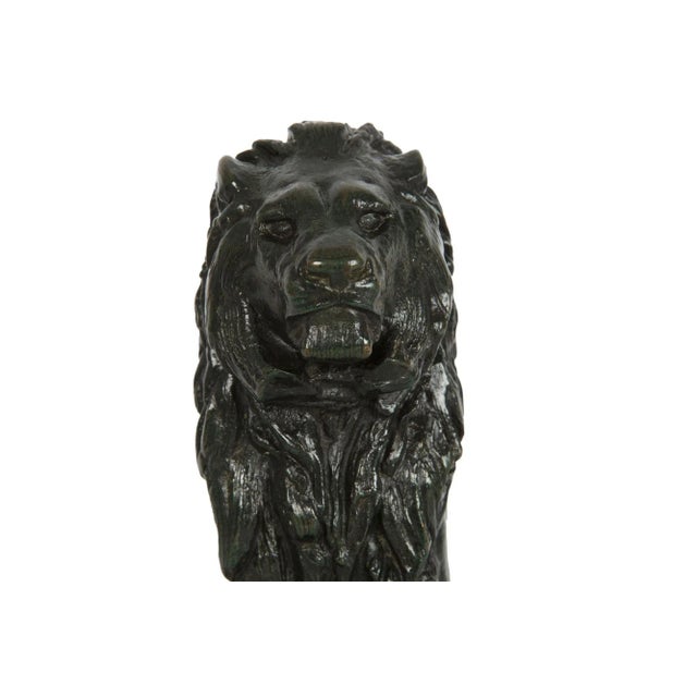 Rare French Antique Bronze Sculpture of “Seated Lion No. 4” After Antoine-Louis Barye For Sale - Image 6 of 12