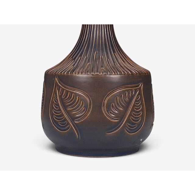 Brown 1960s Bromølle Keramik, Leaf Table Lamp, Brown Stoneware For Sale - Image 8 of 10