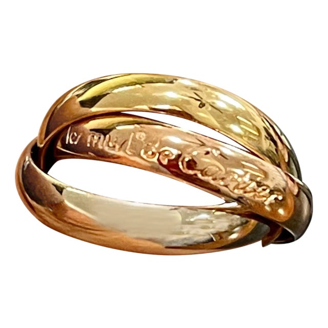 Cartier Trinity Tri-Color White, Yellow Rose, 18 Karat Gold Rolling Rings For Sale