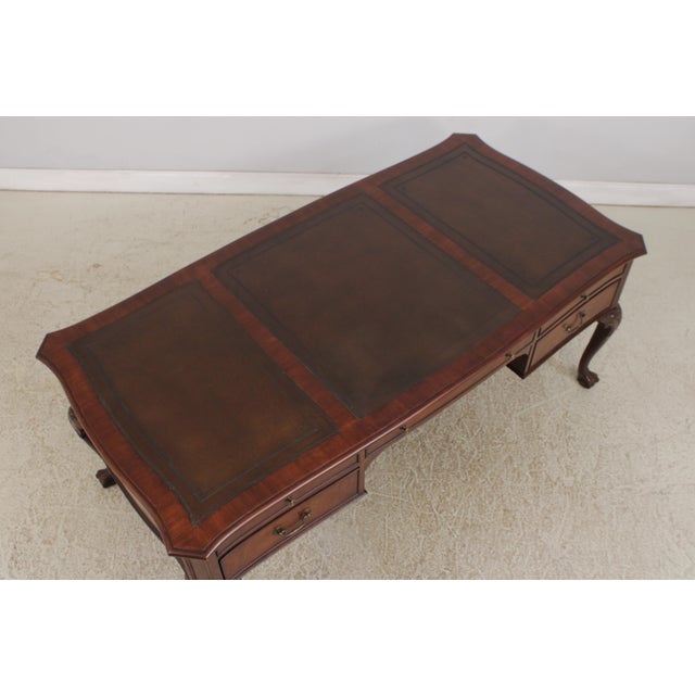 Wood Sligh Limited Edition Leather Top Desk For Sale - Image 7 of 18