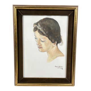 1973 Steve Le Bailly Original Portrait Watercolor - "Study of a Head" For Sale