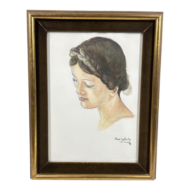 1973 Steve Le Bailly Original Portrait Watercolor - "Study of a Head" For Sale