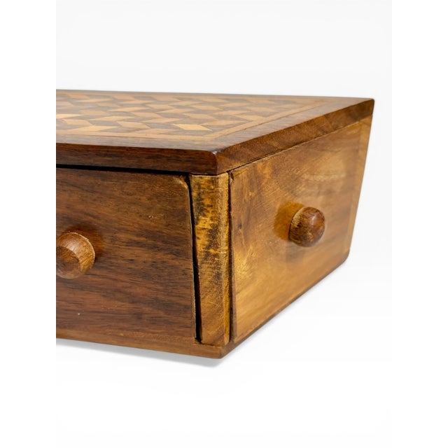 Wood Vintage Folk Art Inlaid Spice Box – Mid 20th Century Cabin / Outsider Art For Sale - Image 7 of 14