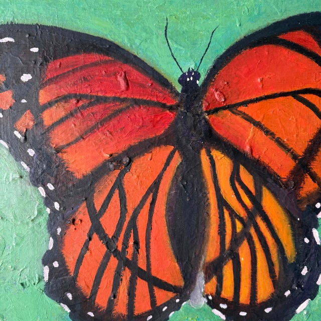 2010s Monarch Butterfly "Freedom to Fly" Mixed Media Folk Art Painting: Signed, Cedric Orange Sr. For Sale - Image 5 of 8