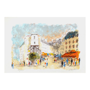 2000s Urbain Huchet Paris, Montmartre Lepic Street Lithograph