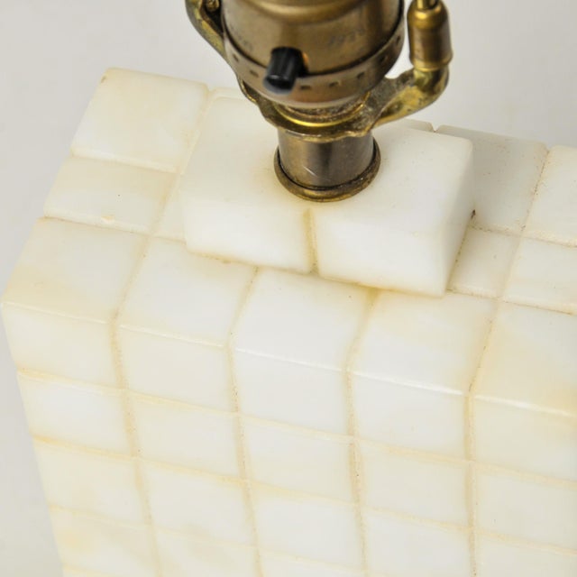 Early 20th Century Solid Carved Marble Art Deco Style Geometric Table Lamp For Sale - Image 14 of 14