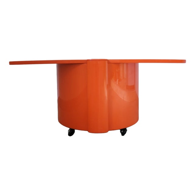 Vintage Orange Bar Coffee Table on Casters by Livia Castelli, 1972 For Sale