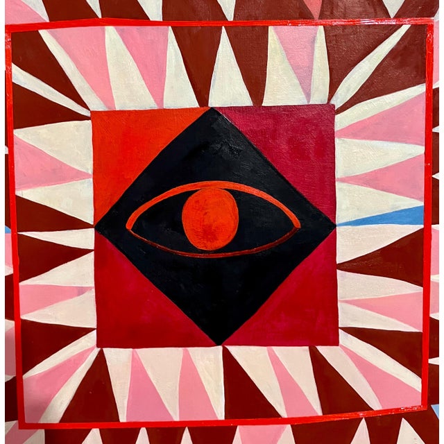 Textile Ces McCully, Large French Australian Bold Graphic Abstract Pattern Oil Painting Ces McCully, 2021 For Sale - Image 7 of 7