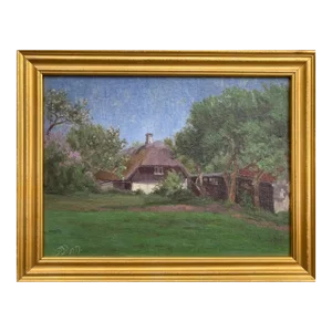 Summer Cottage (Framed Early 20th Century Landscape Painting), P. Pederson