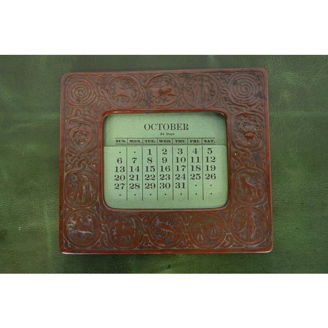 Early 20th Century Tiffany Studios New York Zodiac Bronze Desk Calendar Holder or Picture Frame For Sale - Image 5 of 12