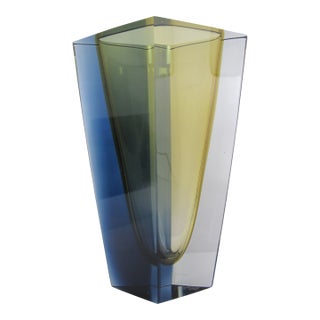 Kaj Franck Nuutajarvi Notsjo Prisma Tri-Color Art Glass MCM Diamond Vase For Sale