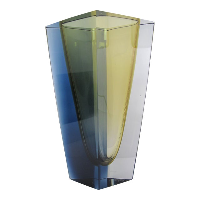 Kaj Franck Nuutajarvi Notsjo Prisma Tri-Color Art Glass MCM Diamond Vase For Sale