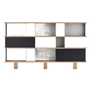 Nuage Shelving Unit in Wood and Aluminium by Charlotte Perriand for Cassina For Sale