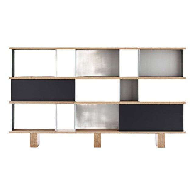 Nuage Shelving Unit in Wood and Aluminium by Charlotte Perriand for Cassina For Sale