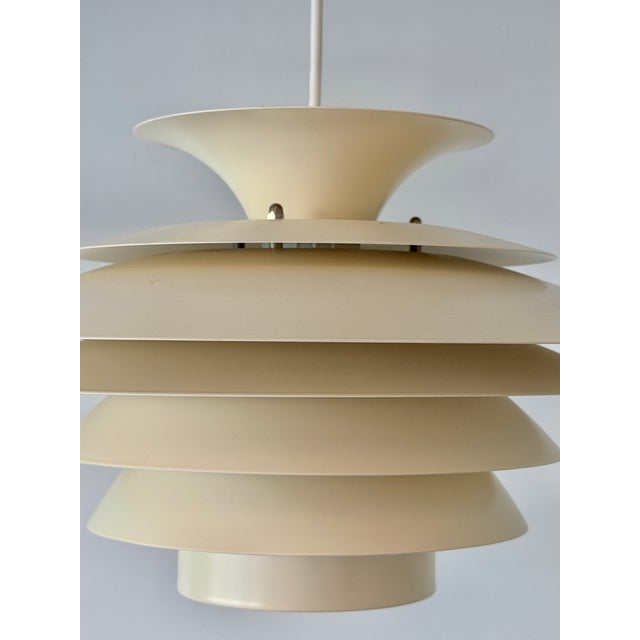 Mid-Century Modern Scandinavian Cream Pendant Lamp with 7 Layers from Jeka, Denmark, 1960s For Sale - Image 3 of 18