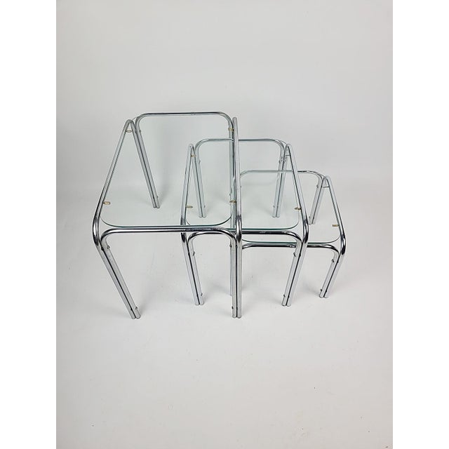 Vintage Chrome Side Tables, 1970s, Set of 3 For Sale - Image 3 of 10