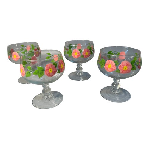 Set Franciscan Desert Rose Sherbert Brandy Glasses 1940s