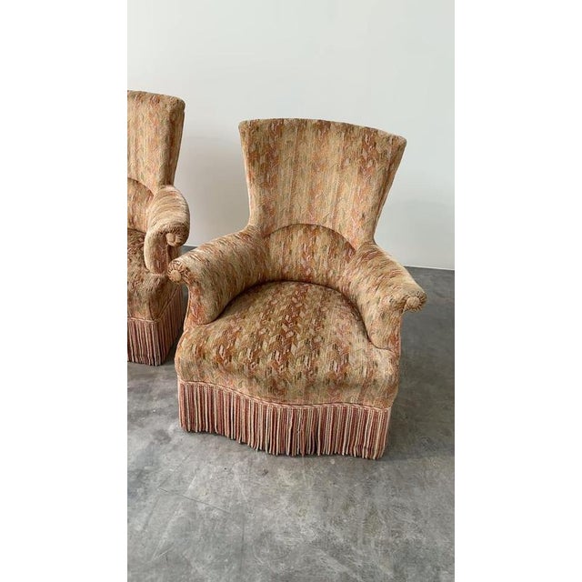Hollywood Regency Sculptural Lounge Chairs with Fringed, Set of 2 For Sale - Image 10 of 11
